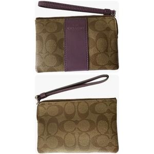 COACH Corner Zip Wristlet Wallet Clutch Signature CC monogrammed Leather